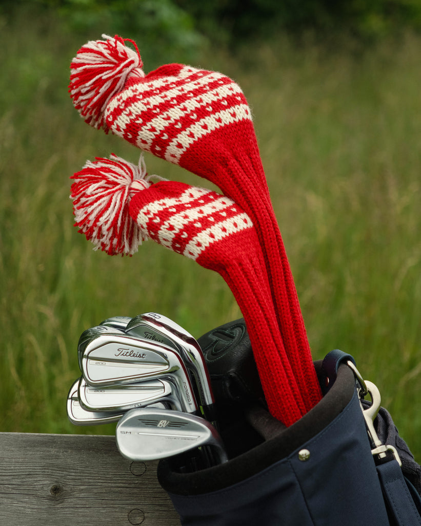 Premium knit wool headcovers from Ørn Golf Co. Nordic patterns, crafted quality. Timeless elegance.