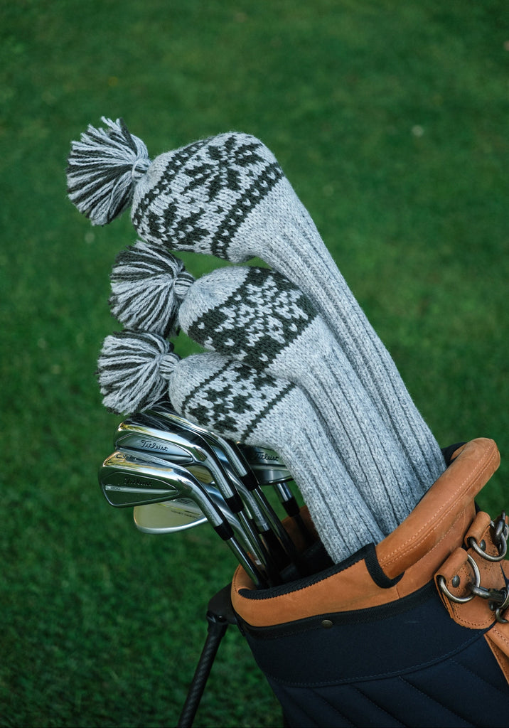 Driver, Fariway and Hybrid headcovers, knitted in wool. Nordic craftsmanship from Ørn Golf Co. 