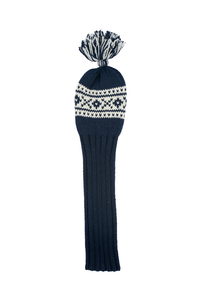 Knit wool driver golf headcover in blue with Nordic cross pattern – Ørn Golf Co.
