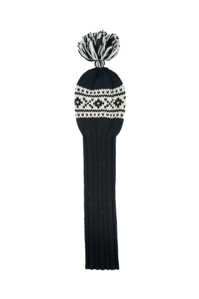 Knit wool driver golf headcover in black with Nordic cross pattern – Ørn Golf Co.