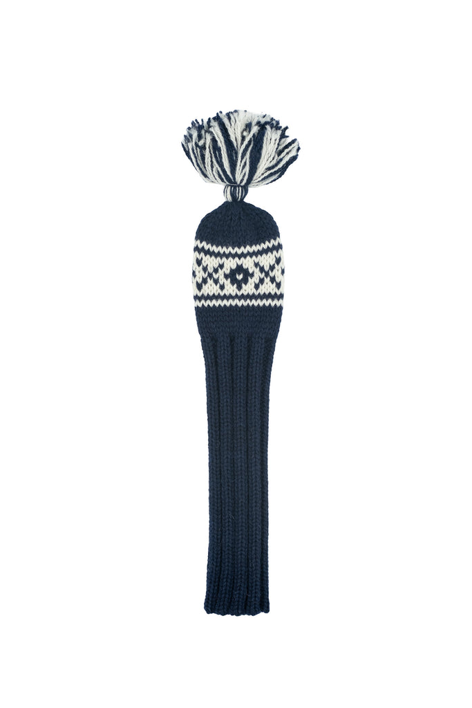 Knit wool hybrid golf headcover in blue with Nordic cross pattern – Ørn Golf Co.