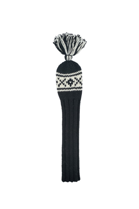 Knit wool hybrid golf headcover in black with Nordic cross pattern – Ørn Golf Co.