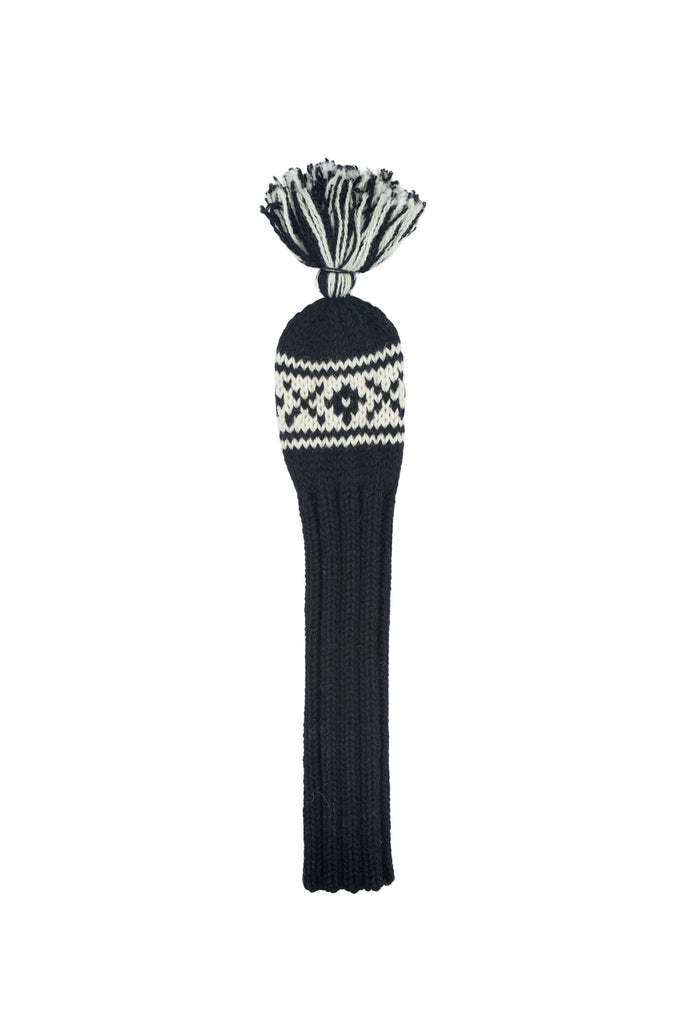 Knit wool hybrid golf headcover in black with Nordic cross pattern – Ørn Golf Co.