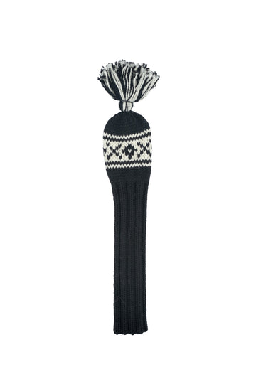 Knit wool hybrid golf headcover in black with Nordic cross pattern – Ørn Golf Co.