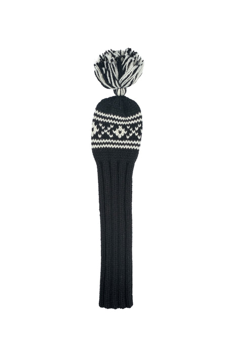 Knit wool fairway golf headcover in black with Nordic cross pattern – Ørn Golf Co.