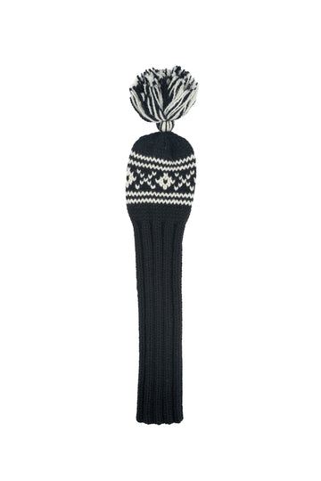 Knit wool fairway golf headcover in black with Nordic cross pattern – Ørn Golf Co.