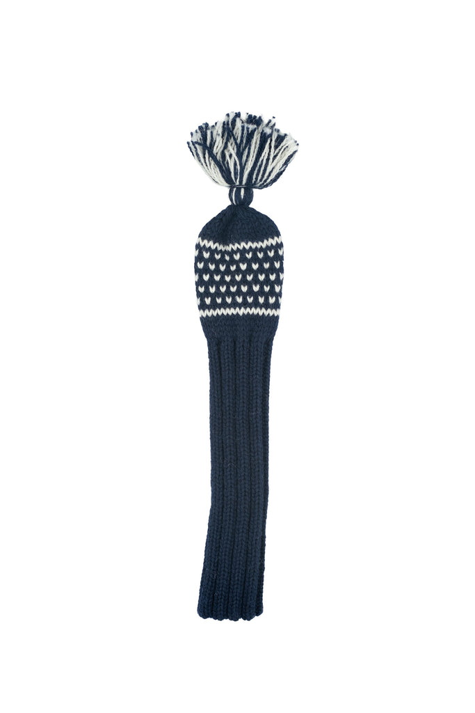 Knit wool hybrid golf headcover in blue with Nordic dot pattern – Ørn Golf Co.