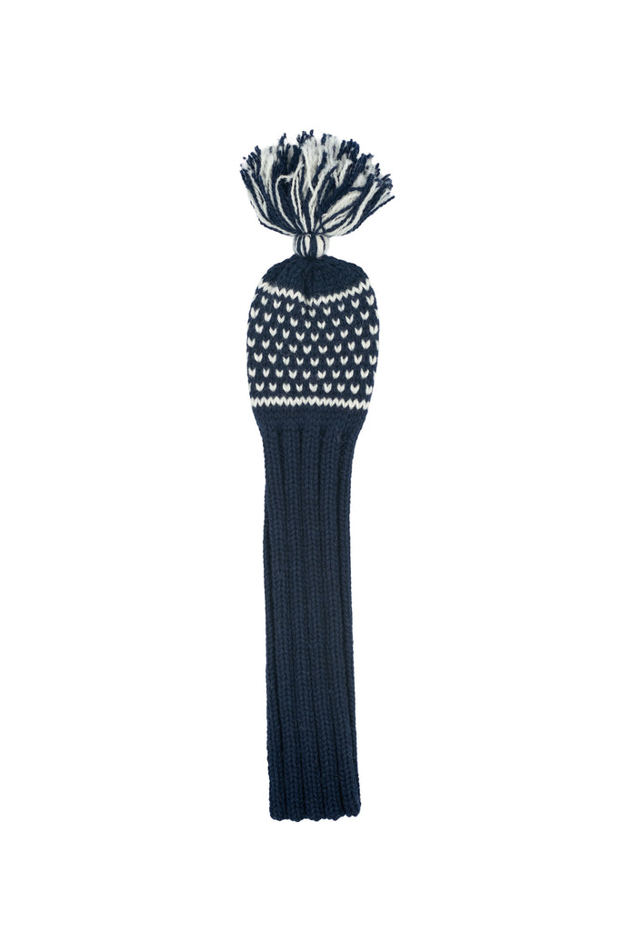 Knit wool fairway golf headcover in blue with Nordic dot pattern – Ørn Golf Co.