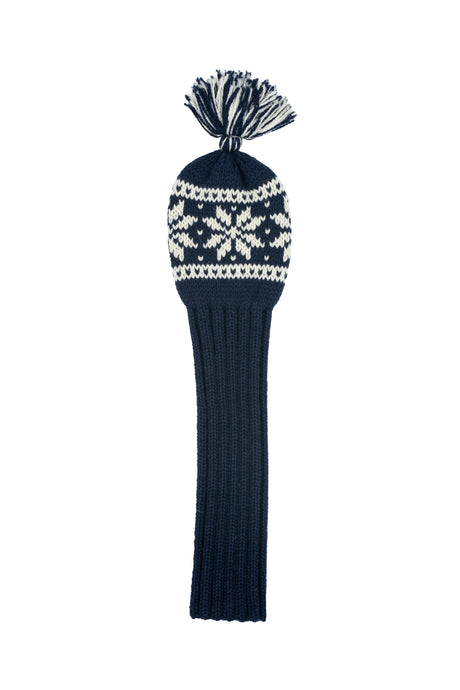 Knit wool driver golf headcover in blue with Nordic rose pattern – Ørn Golf Co.