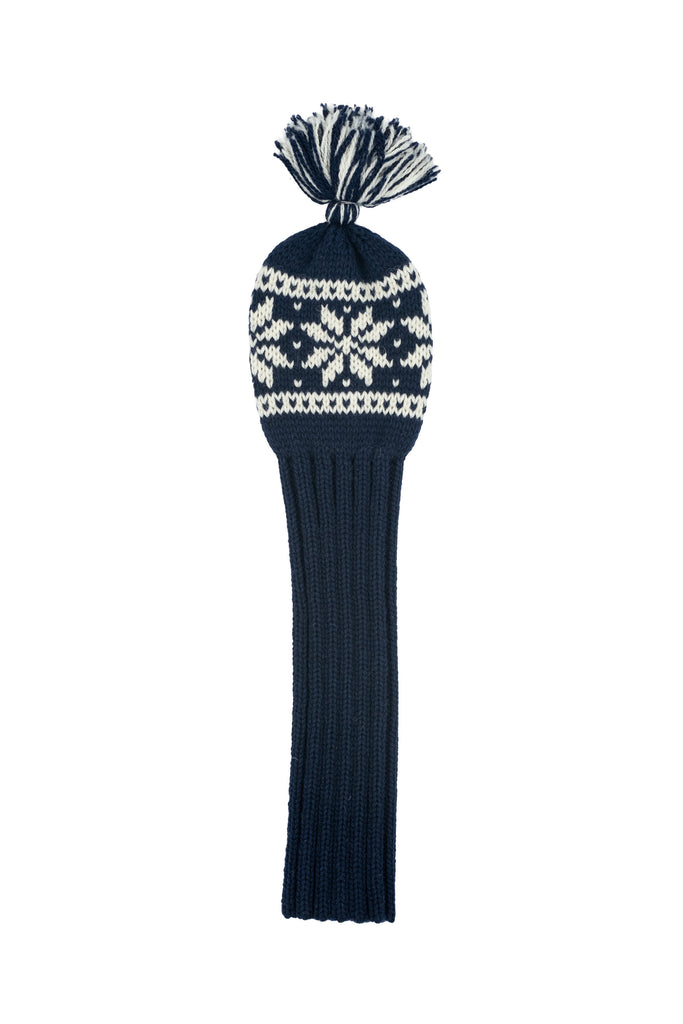 Knit wool driver golf headcover in blue with Nordic rose pattern – Ørn Golf Co.