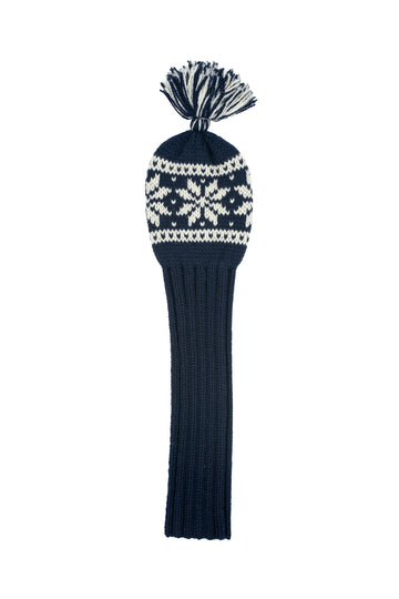 Knit wool driver golf headcover in blue with Nordic rose pattern – Ørn Golf Co.