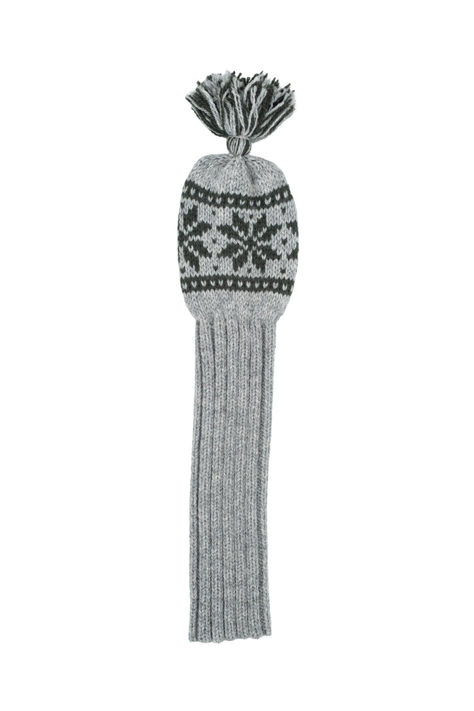Knit wool driver golf headcover in grey with Nordic rose pattern – Ørn Golf Co.