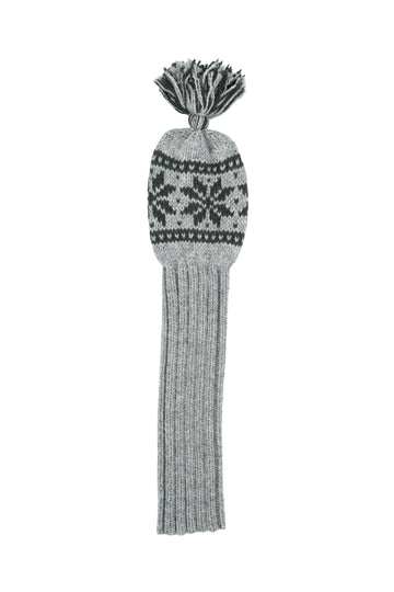 Knit wool driver golf headcover in grey with Nordic rose pattern – Ørn Golf Co.