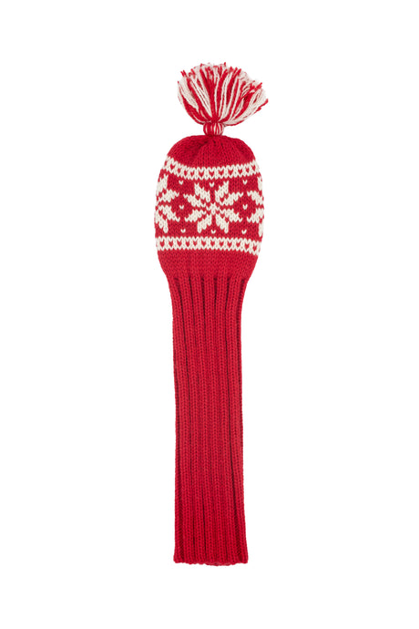 Knit wool driver golf headcover in red with Nordic rose pattern – Ørn Golf Co.