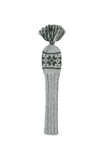 Knit wool hybrid golf headcover in grey with Nordic rose pattern – Ørn Golf Co.