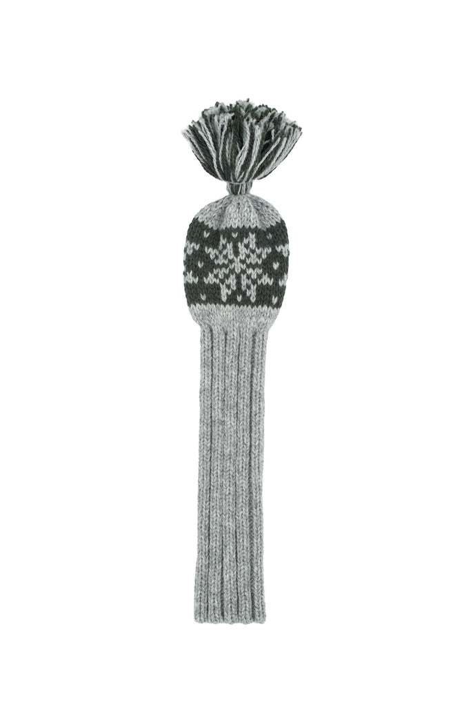 Knit wool fairway golf headcover in grey with Nordic rose pattern – Ørn Golf Co.