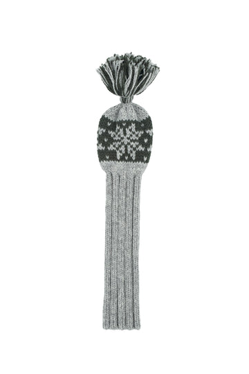 Knit wool fairway golf headcover in grey with Nordic rose pattern – Ørn Golf Co.