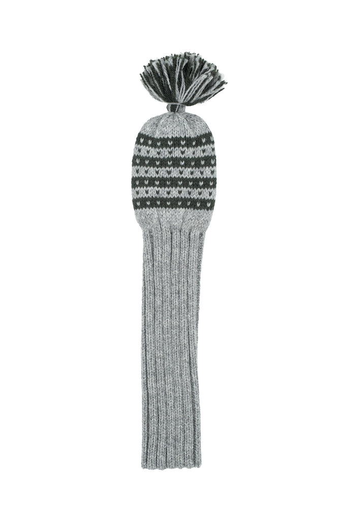 Knit wool driver golf headcover in grey with Nordic stripe pattern – Ørn Golf Co.
