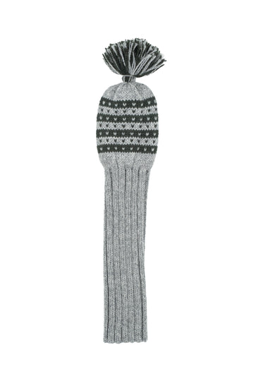 Knit wool driver golf headcover in grey with Nordic stripe pattern – Ørn Golf Co.