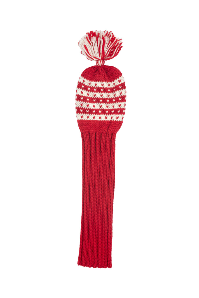 Knit wool driver golf headcover in red with Nordic stripe pattern – Ørn Golf Co.