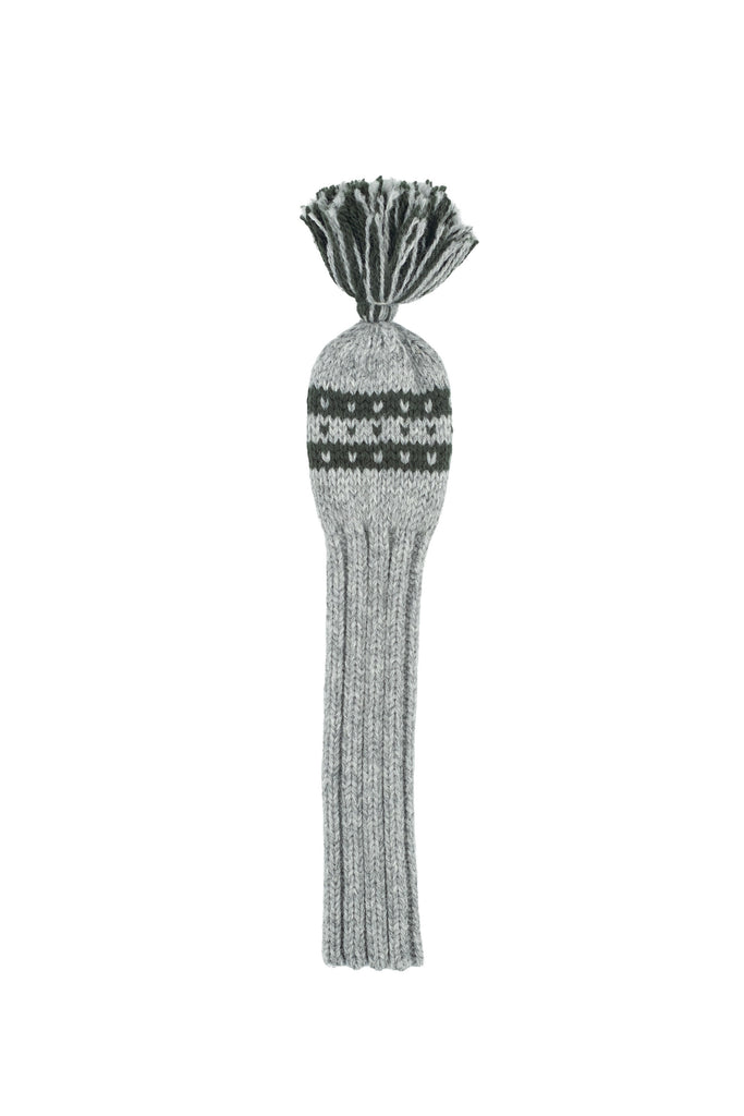 Knit wool hybrid golf headcover in grey with Nordic stripe pattern – Ørn Golf Co.