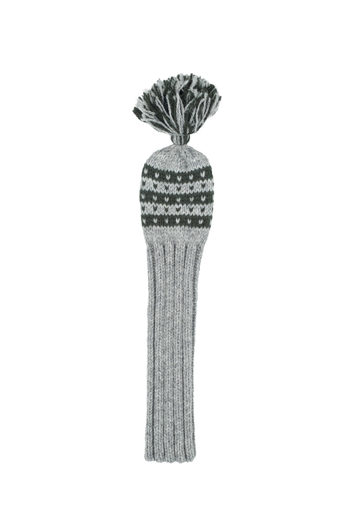 Knit wool fairway golf headcover in grey with Nordic stripe pattern – Ørn Golf Co.