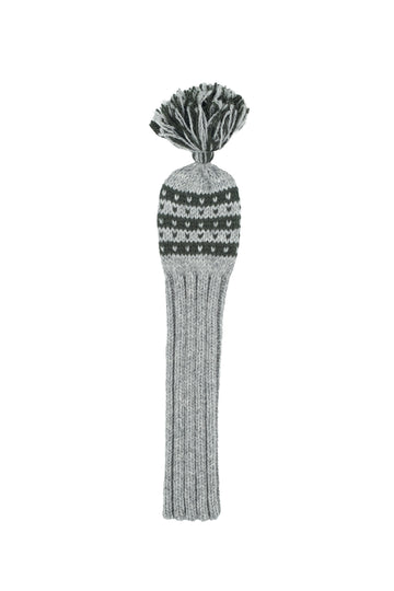 Knit wool fairway golf headcover in grey with Nordic stripe pattern – Ørn Golf Co.